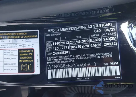 2022 Mercedes-Benz Glc 300 4Matic Suv from USA, damaged, VIN W1N0G8EB2NV400813